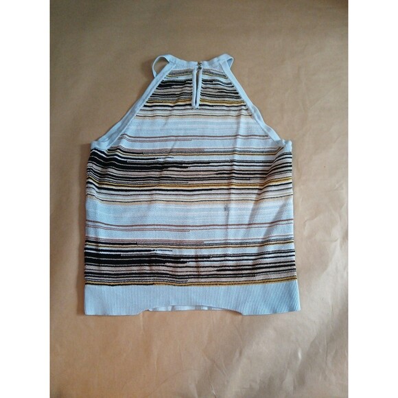 White House Black Market Tank Top Blouse Womens M Blue Striped - Picture 8 of 9